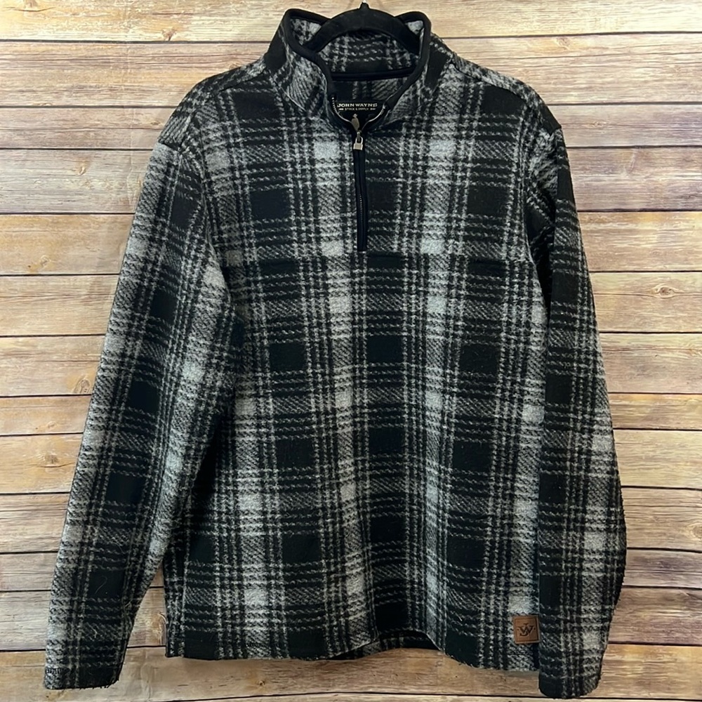 John Wayne Stock & Supply Black Gray Pullover- Size M